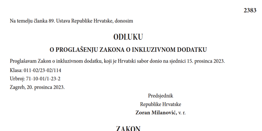 Pravo na inkluzivni dodatak objedinjuje četiri prava iz tri različita sustava